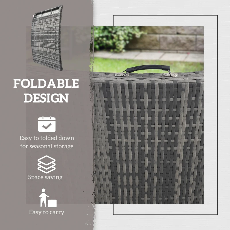 Best Rattan Folding Sun Lounger Outdoor Chair with Cushion and Pillow Mixed Grey - Image 7