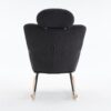 Ergonomic Teddy Fabric Rocking Chair with Tufted Seat, Headrest and Backrest, Painted Metal Base, 102L x 70W x 105H cm, Dark Grey - Image 12
