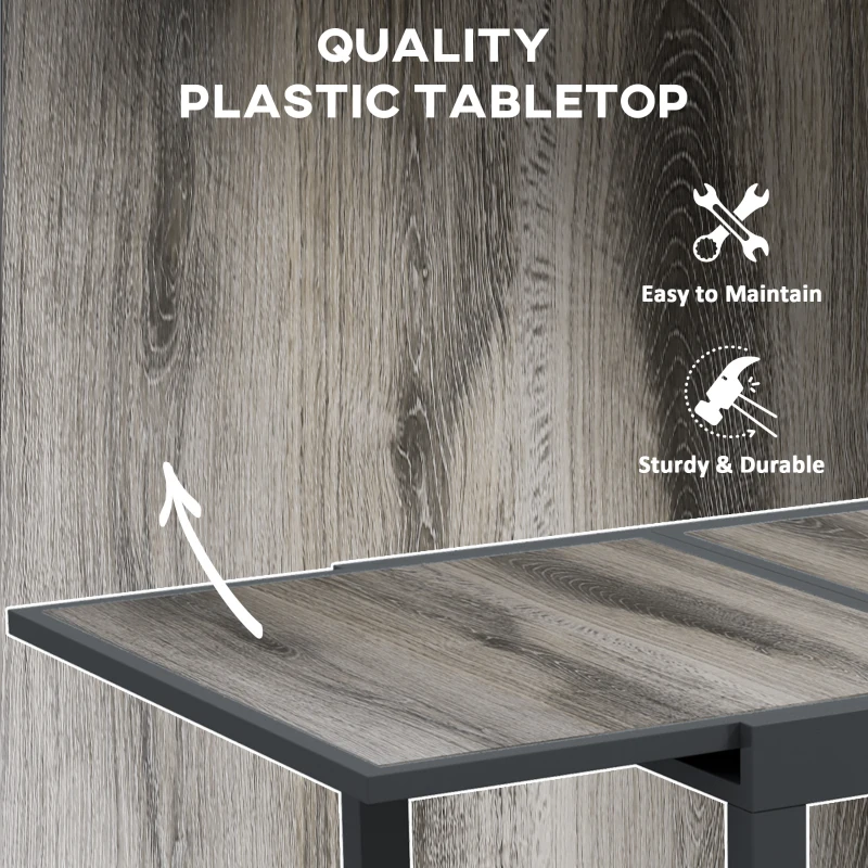 Best Extending Garden Table, Outdoor Dining Table for 6, Aluminium Frame Rectangular Patio Table with Plastic Board Tabletop,80/160L x 80W x 75H cm, Grey - Image 6