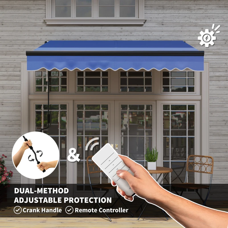 Best 2.5 x 2m Electric Awning with LED Light and Remote Controller, Aluminium Frame DIY Retractable Awning, UV50+ Sun Shade Canopy for Garden Patio Deck Door Window, Blue - Image 4