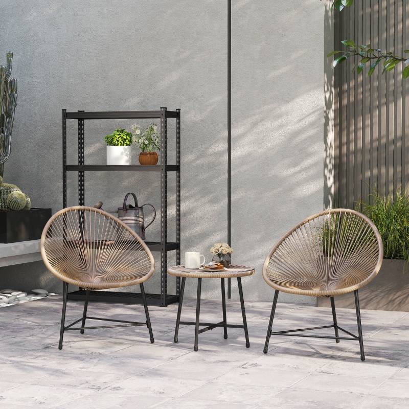 Best 3 Pieces Rattan Bistro Set, Garden Bistro Set with Acapulco Chairs and Glass Top Table, Small Garden Furniture Set with Reinforced Metal Frame for Outdoor, Patio, Balcony, Natural - Image 10