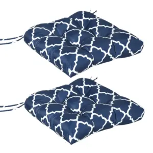 Best Set of Two Patterned Outdoor Seat Cushions - Blue/White