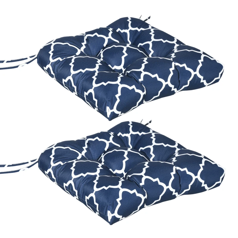 Best Set of Two Patterned Outdoor Seat Cushions - Blue/White