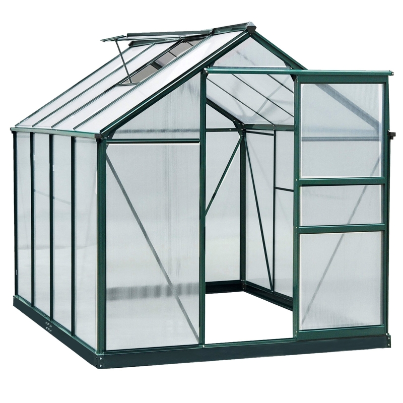 Best 6 x 8ft Polycarbonate Greenhouse, Large Walk-In Green House with Slide Door and Window, Garden Plants Grow House with Aluminium Frame and Foundation, Dark Green - Image 10