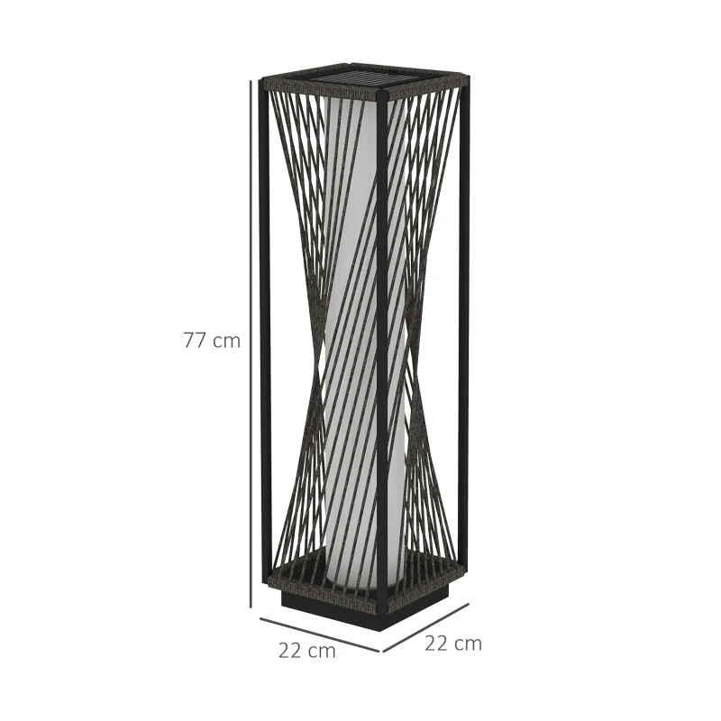 Best Garden Rattan Lamp, 77 cm Tall Solar Rattan Floor Lamp, Solar Garden Light with Auto On/Off LED Lights, IP44 Waterproof for Outdoor, Porch, Pathway, Deck, Grey - Image 3