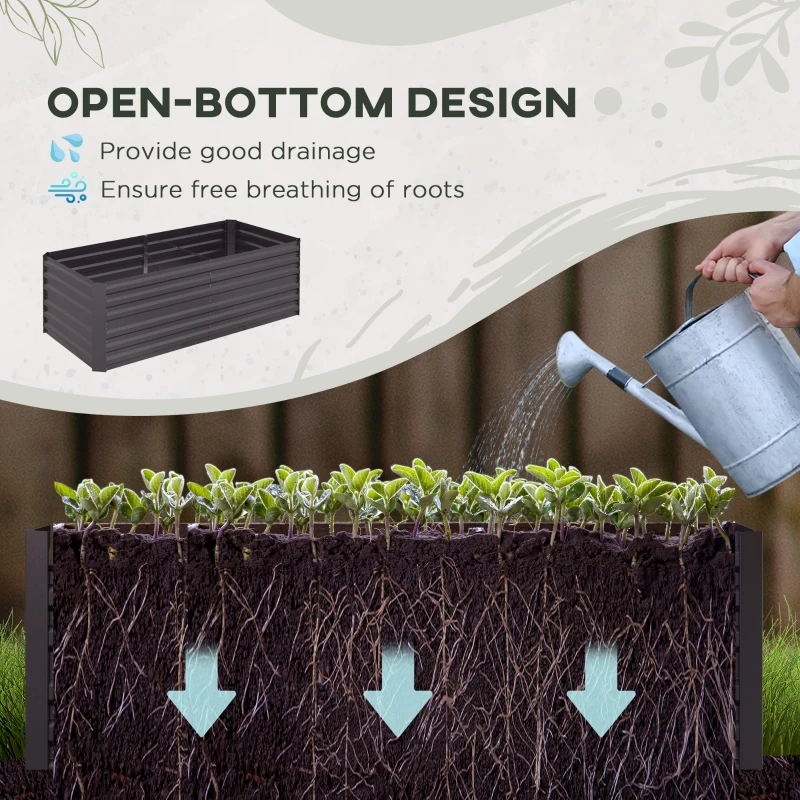 Best Raised Beds for Garden, Galvanised Steel Outdoor Planters with Multi-reinforced Rods, 180 x 90 x 59 cm, Dark Grey - Image 4