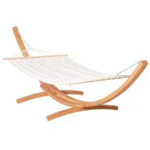 Best Outdoor Garden Hammock with Wooden Stand Swing Hanging Bed for Patio White