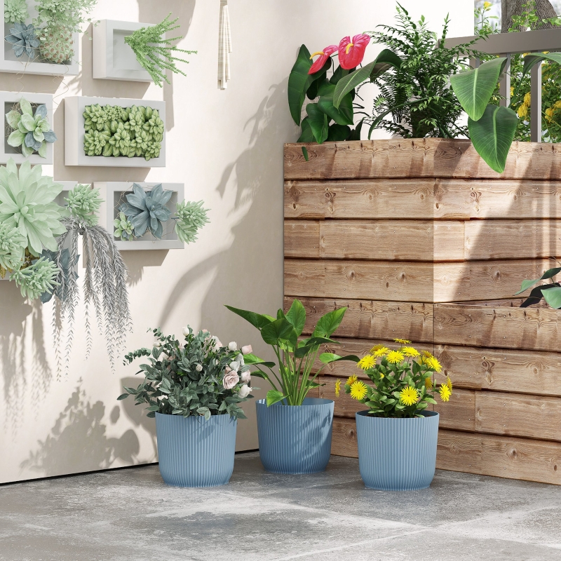 Best Set of Three Ф22cm Planters - Blue - Image 10