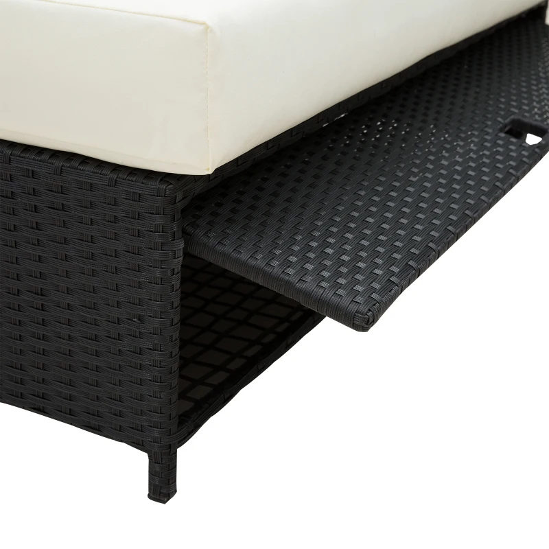 Best Rattan 2-Seater Sofa Sun Lounger Bed-Black - Image 8