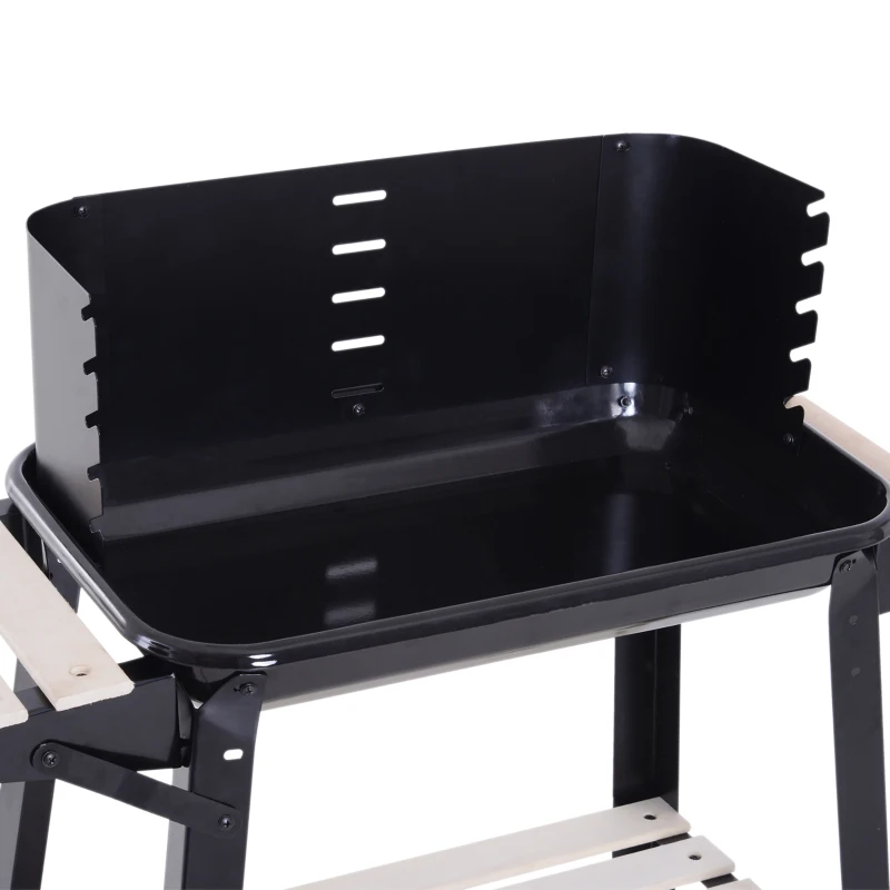 Best Trolley Charcoal BBQ Barbecue Grill Outdoor Patio Garden Heating Smoker with Side Trays Storage Shelf and Wheels - Image 8