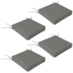 Best 4-Piece Seat Cushions Pillow Replacement, Patio Chair Cushions Set with Ties for Indoor Outdoor, Charcoal Grey