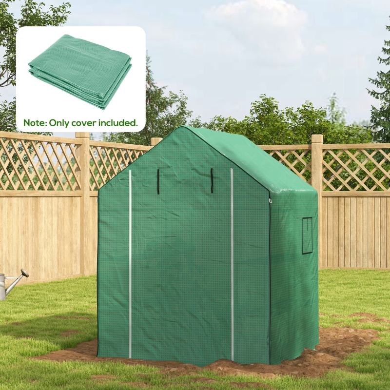 Best Greenhouse Cover Replacement Walk-in PE Hot House Cover with Roll-up Door and Windows, 140 x 143 x 190cm, Green - Image 10