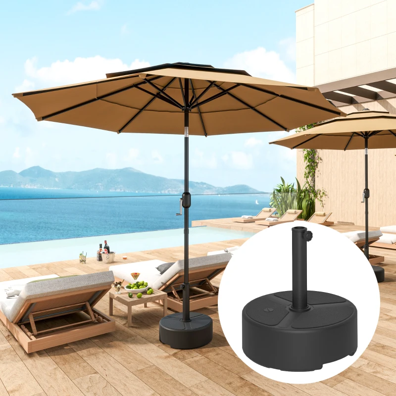 Best Round Garden Parasol Base, Garden Umbrella Stand Heavy Duty Parasol Base, Filled Up to 20kg with Stand or 18kg with Water for 38, 48 mm Poles, Black - Image 2