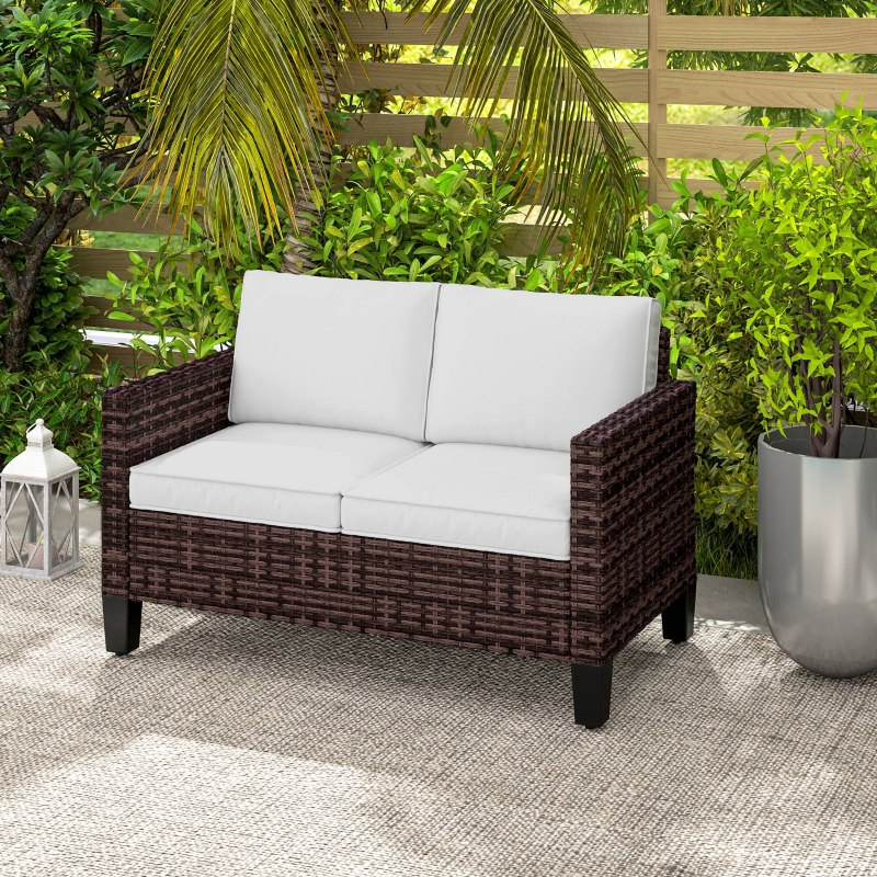Best Two-Seater Rattan Outdoor Sofa - Brown - Image 10