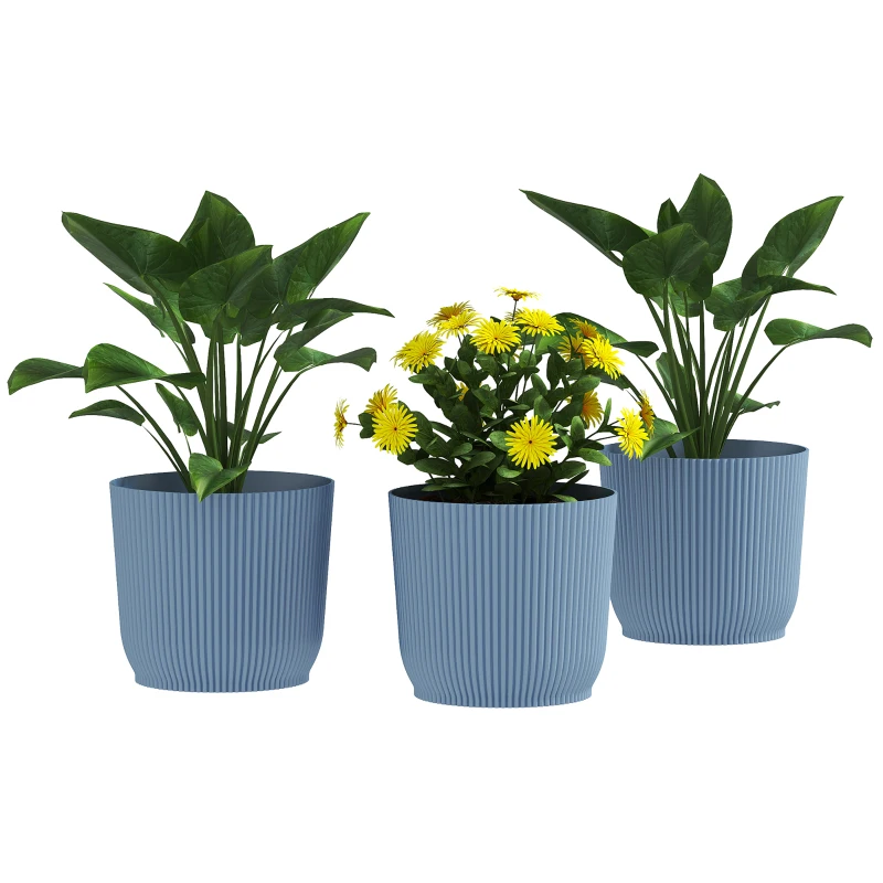 Best Set of Three Ф22cm Planters - Blue