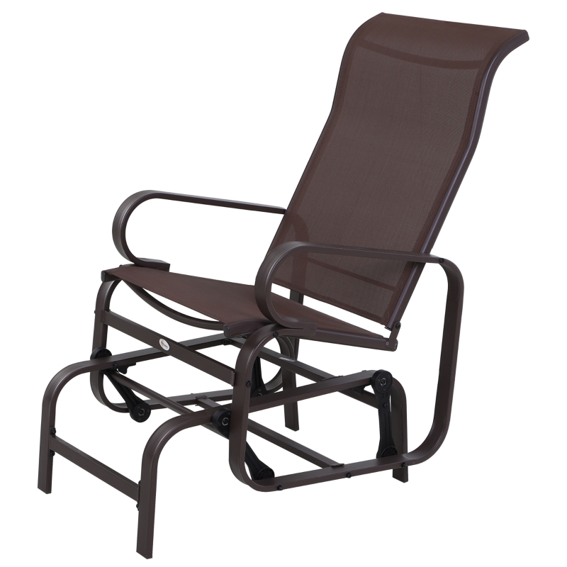Best Outdoor Gliding Rocking Chair with Sturdy Metal Frame Garden Comfortable Swing Chair, Brown - Image 11