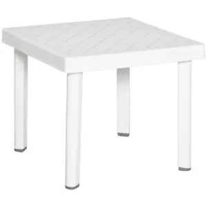 Best Garden Side Table Plastic Outdoor Square Coffee End Table for Drink Snack, White