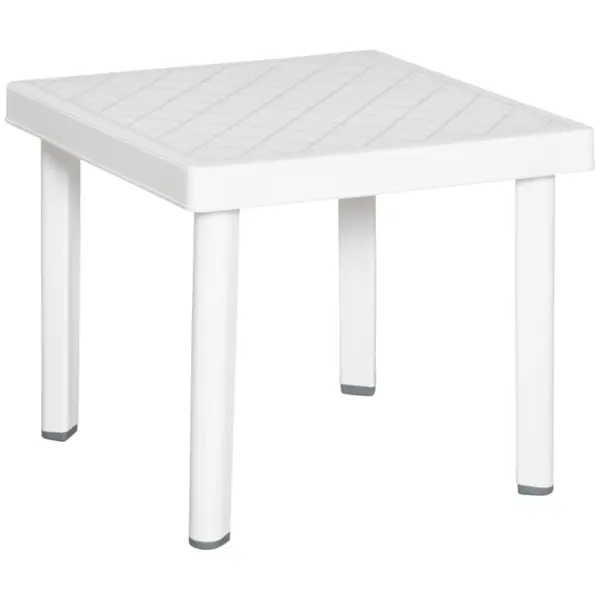Best Garden Side Table Plastic Outdoor Square Coffee End Table for Drink Snack, White
