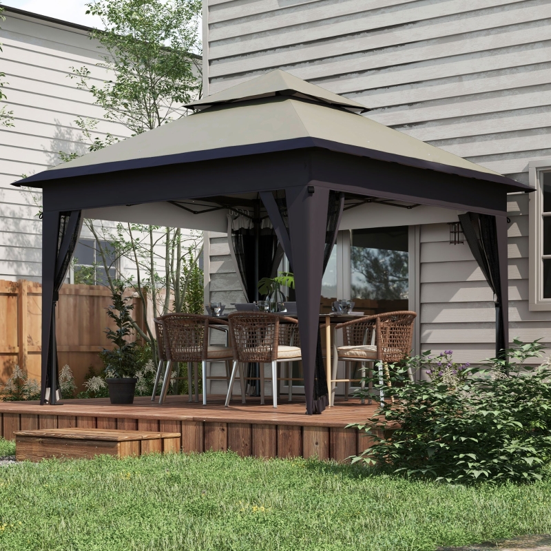 Best 3 x 3(m) Pop Up Gazebo with Mosquito Netting, 1 Person Easy up Marquee Party Tent with 1-Button Push, Double Roof, Carry Bag, Sandbags, Height Adjustable Instant Shelter, Grey - Image 10