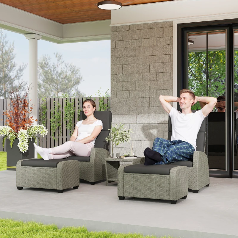 Best 5-Piece Rattan Garden Furniture Set with Cushions - Charcoal Grey - Image 2