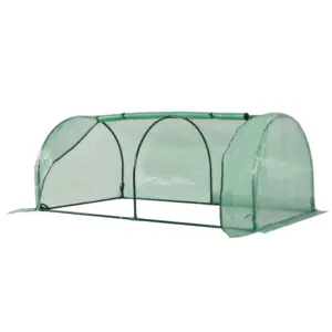 Best Tunnel Greenhouse Green Grow House for Garden Outdoor, Steel Frame, PE Cover, Green, 200 x 100 x 80cm