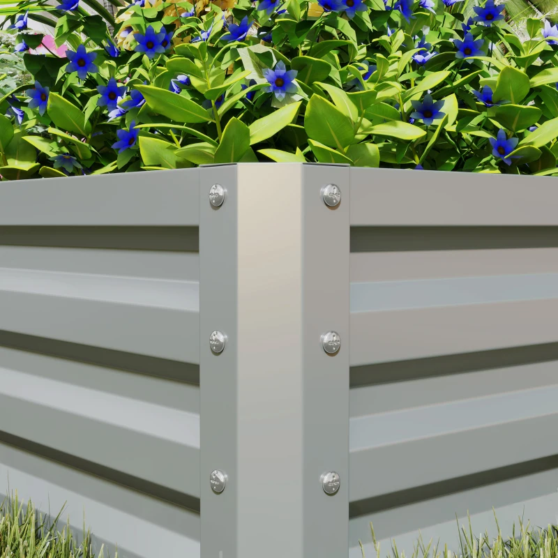 Best Set of Two 60 x 60cm Steel Planter Boxes - Light Grey - Image 8