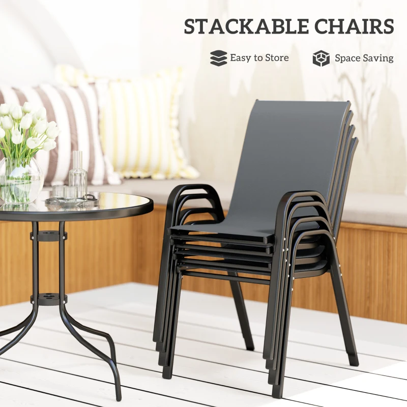 Best Five-Piece Steel Patio Set, with Glass-Top Table - Dark Grey - Image 4