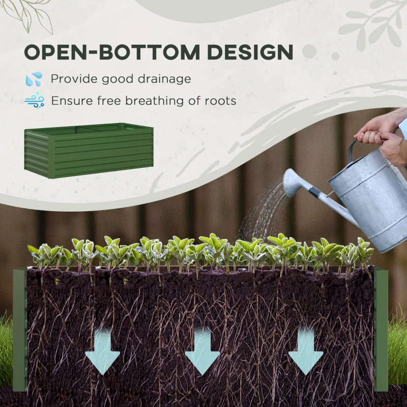 Best Set of 2 Raised Beds for Garden, Galvanised Steel Outdoor Planters with Multi-reinforced Rods for Vegetables, Plants, Flowers and Herbs, 180 x 90 x 59 cm, Green - Image 4