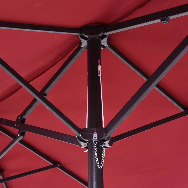 Best 4.6m Double-Sided Patio Parasol Sun Umbrella-Wine Red - Image 8