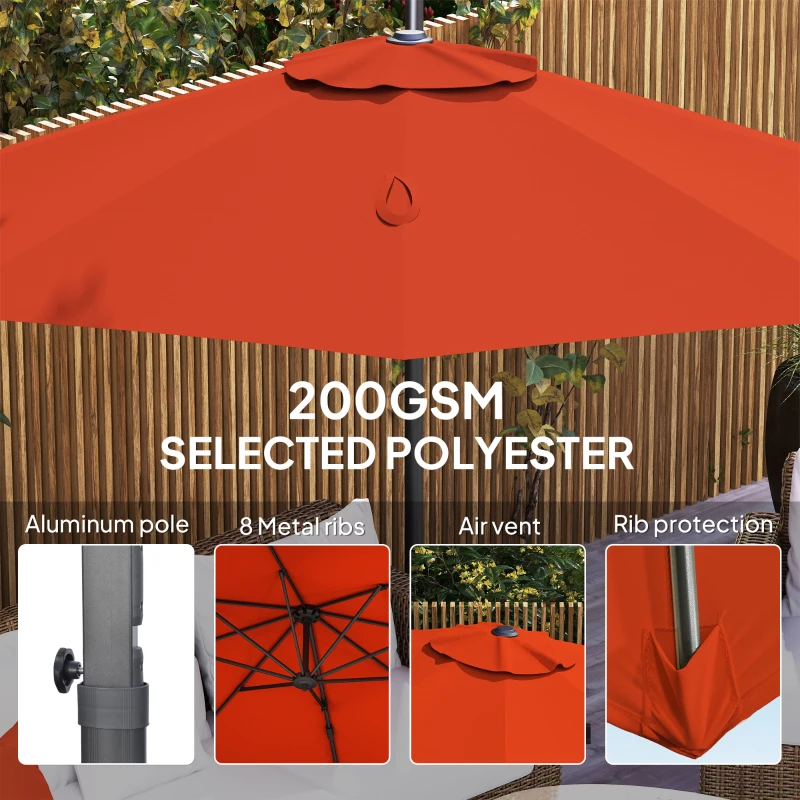 Best Five-Position Overhanging Parasol - Orange - Image 7