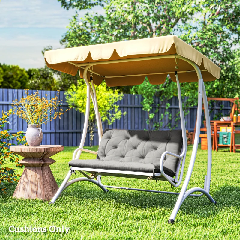 Best 2 Seater Bench Pad, Garden Chair Cushion with Back and Ties for Indoor and Outdoor Use, 98 x 100 cm, Light Grey - Image 2